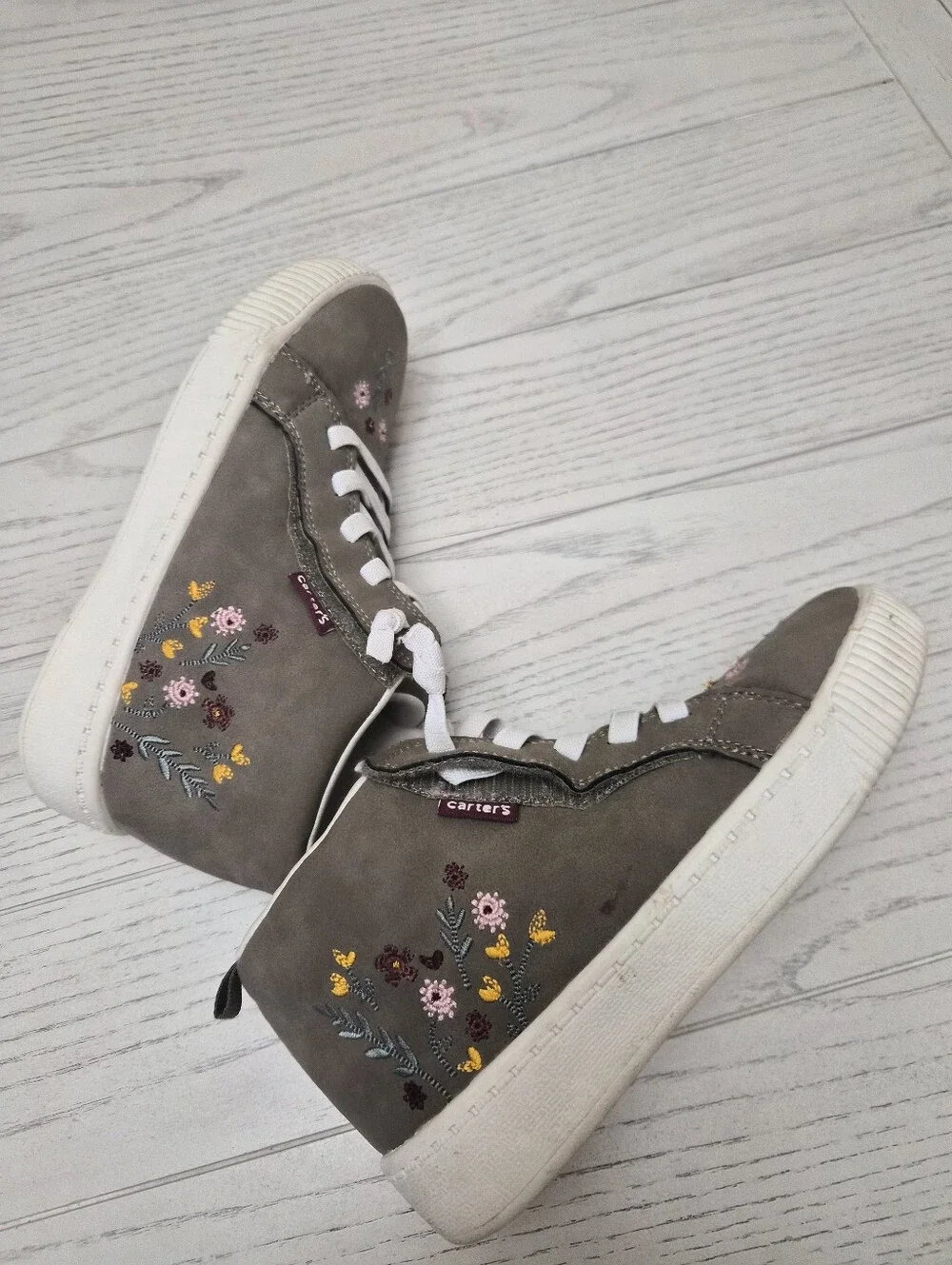 Floral Embroidered Carters Ankle Shoes Girls Size 2